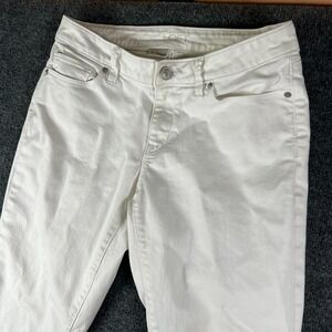Ann Taylor Loft Curvy Skinny Ankle Jeans Women 30x27 White Denim Cotton Low Rise